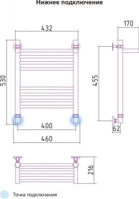полотенцесушитель водяной сунержа богема с полкой 500х400