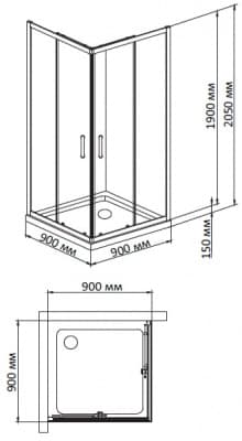 душевой уголок с поддоном bandhours plumin 90х90
