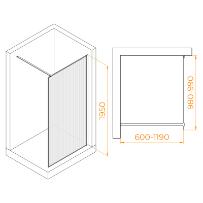 душевая перегородка rgw wa-08w 1000x1950 белый
