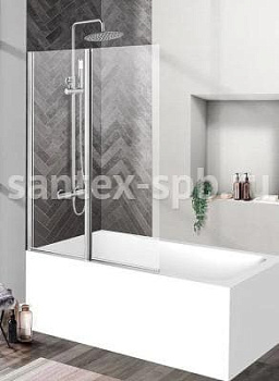 Шторка для ванны стеклянная BelBagno UNO V-2 100х150 складная прозрачная