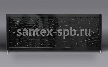 Экран под ванну A-Screen GRASS BLACK 2 шторки 150 - 170
