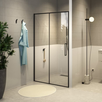 душевая дверь в нишу с чёрным профилем iddis slide 130х195