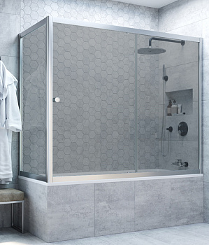 Стеклянная шторка для угловой ванны ZV+ZVF раздвижная 1700x700