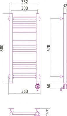 полотенцесушитель электрический сунержа богема 800х300