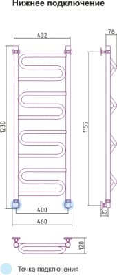 полотенцесушитель водяной сунержа элегия 1200х400