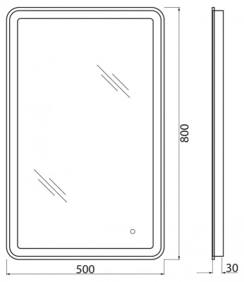 зеркало для ванной с сенсорной подсветкой belbagno spc-mar-500-800-led-tch 50х80