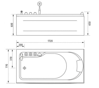 акриловая ванна с гидромассажем gemy g9006 170х75