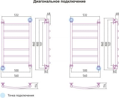 полотенцесушитель водяной сунержа галант 800х500