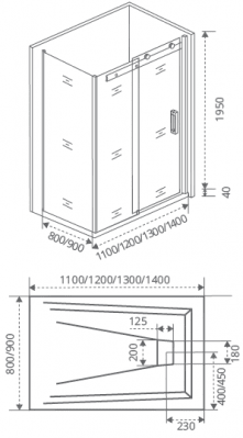 душевое ограждение bas galaxy wtw+sp 130x80