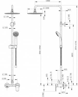 душевая система со смесителем bravat opal r f9125183cp-a2-rus
