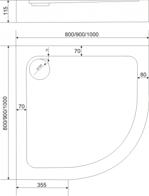 душевой поддон bas пандора r 80х80