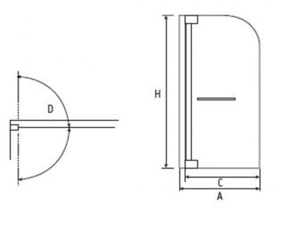 Шторка на ванну стеклянная RGW SC-02 с распашной дверью схема