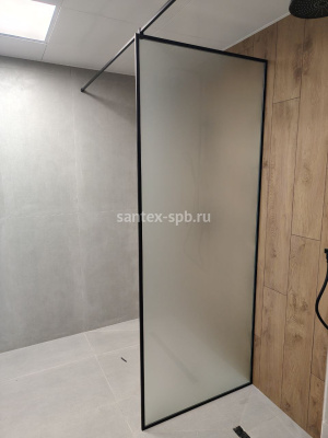 Душевая перегородка матовая 900x2300, Чёрный профиль