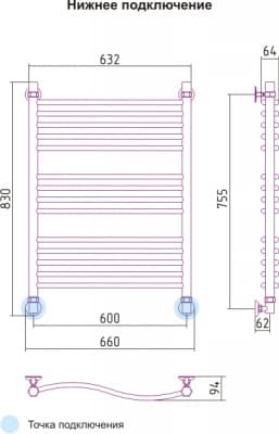 полотенцесушитель водяной сунержа флюид 800х600