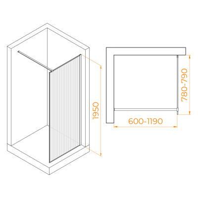 душевая перегородка rgw wa-08w 800x1950 белый