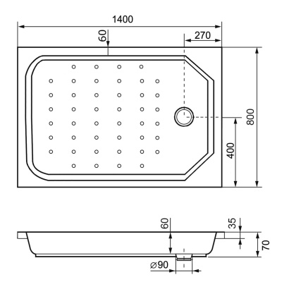 душевой поддон прямоугольный низкий rgw style 140x80