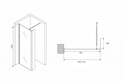 душевая перегородка abber immer offen ag66100b 100x200