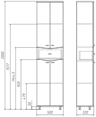 пенал для ванны домино айсберг волна 50
