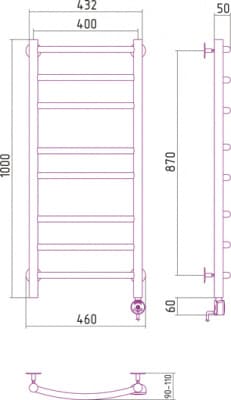 полотенцесушитель электрический сунержа галант 1000х400