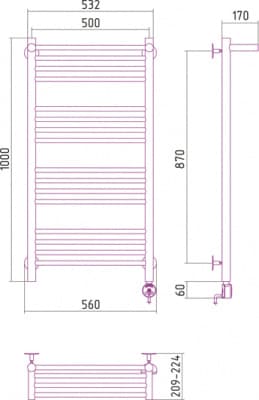 полотенцесушитель электрический сунержа богема с полкой 1000х500