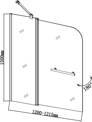 шторка для ванны стеклянная aquanet sg-1200