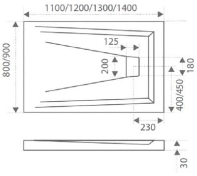 душевой поддон из искусственного камня bas атриум 110х80