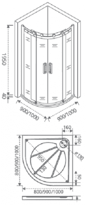 душевое ограждение bas galaxy r-td 100x100