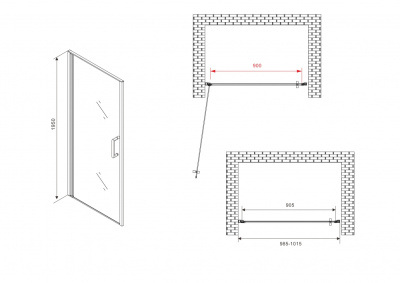 душевая дверь в нишу abber ag04100m 100x195 распашная матовая