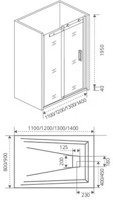 душевая дверь bas galaxy wtw 130x195