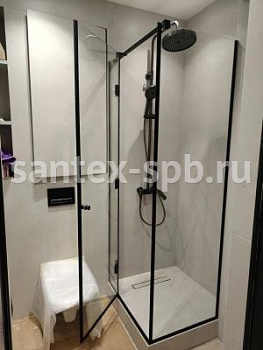 Душевое ограждение прямоугольное с распашной дверью 813х611х2000, чёрная