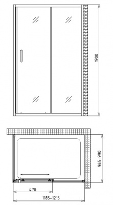 душевое ограждение gemy s30191a+a100 120x100
