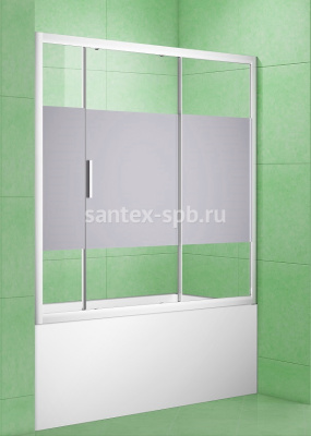 Шторка для ванны стеклянная PRACTIC 1550x1500 раздвижная