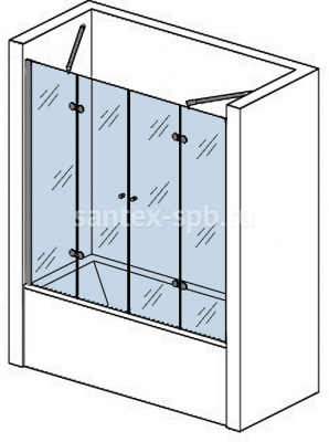 Шторка для ванной стеклянная на заказ TYPE-13 с двумя распашными дверьми