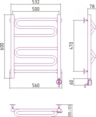 полотенцесушитель электрический сунержа элегия 600х500