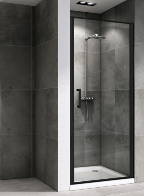 душевая дверь в нишу abber ag04080b 80x195 распашная чёрная