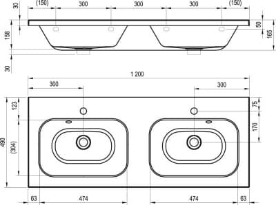 раковина ravak chrome двойная 1200