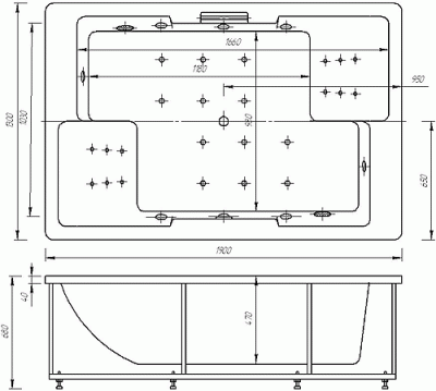 акриловая ванна акватек дорадо 190x130