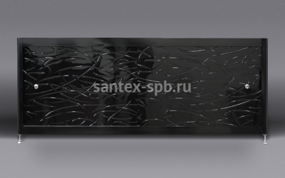 Экран под ванну A-Screen GRASS BLACK 2 шторки 170 - 200