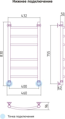 полотенцесушитель водяной сунержа галант 800х400