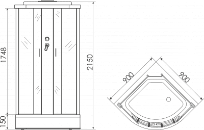 душевая кабина erlit er3509p-c4/c3 90х90