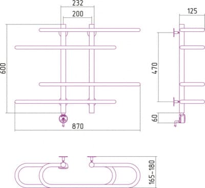 полотенцесушитель электрический сунержа фурор-ёлочка 600х900