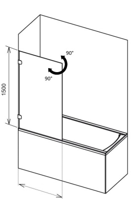 шторка на ванну распашная glassware type-2 60х150