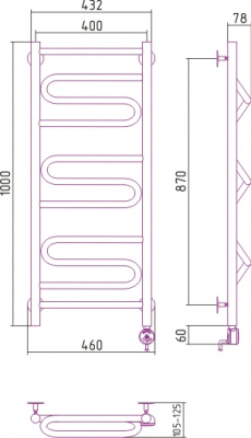 полотенцесушитель электрический сунержа элегия 1000х400