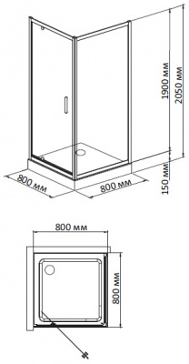 душевой уголок с поддоном bandhours frenk/side/square 88 80х80