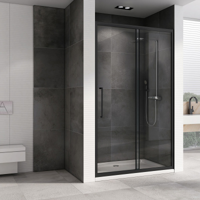 душевая дверь в нишу abber ag30160bh 160x195 чёрная