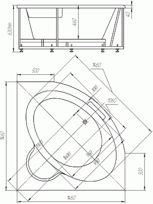 акриловая ванна акватек калипсо 146x146
