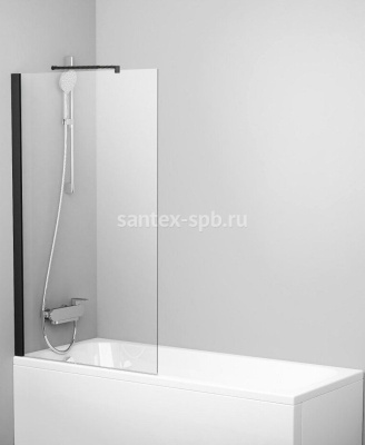 Шторка на ванну неподвижная GlassWare TYPE-1 чёрная 60х140