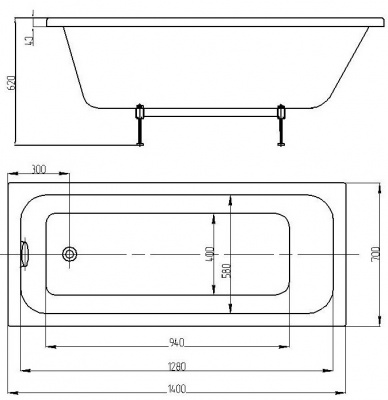 акриловая ванна акватек мия 140х70