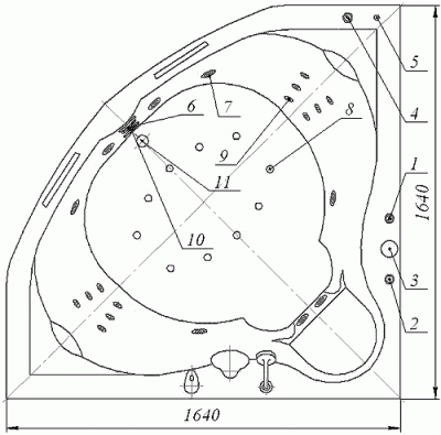 акриловая ванна акватек сириус 164x164