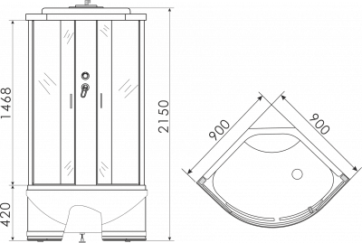 душевая кабина erlit er3509tp-c4/c3 90х90